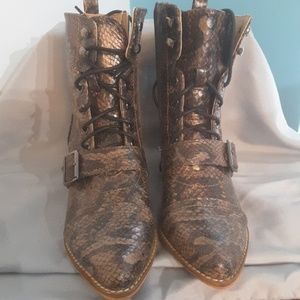 Faux snake skin boots